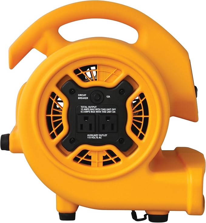 XPOWER P-130A Mini Mighty 1/5 HP 800 CFM Centrifugal Air Mover, Carpet Dryer, Floor Fan, Blower, Stackable, Daisy Chain, for Water Damage Restoration, Janitorial, Plumbing, Home Use,Yellow