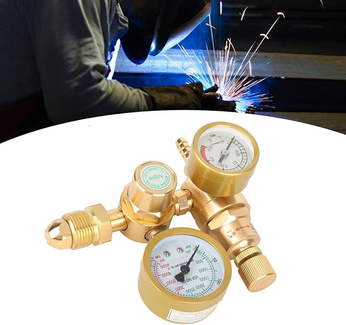 Welder Gas Regulator, Accurate Welding Gas Gauge, MIG TIG Flowmeter, Heavy Duty Welder Gas Valve G5/8 In Male Thread Inlet 1/4 In Outlet