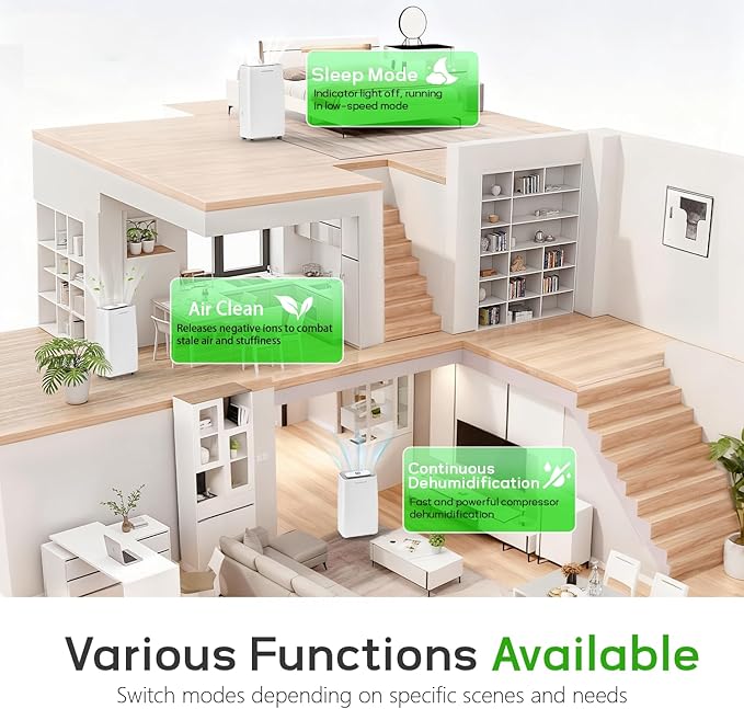 5500 Sq.Ft Dehumidifier for Basement with Drain Hose, Max 80 Pints/D (Standard 50Pint/D), Most Efficient Energy Saving 2026 Dehumidifier Features Air Purifier Combo, Ideal for Large Room, Home, Garage