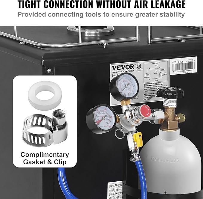 VEVOR Double Gauge Regulator, CO2 Regulator Gauge with 0-60PSI, Heavy Duty CO2 Gauge Gas System, Draft Beer Regulator with Check Valve, Adjustable Pressure Regulator for Draft Beer Homebrew, CGA320