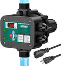 Smart Adjustable Pressure Switch for Well Pump, Automatic Water Pumps Switch, Dry-running Protection for Submersible/Shallow Well/Garden/Jet/Self-priming Pump, Power&Pump Cable Included