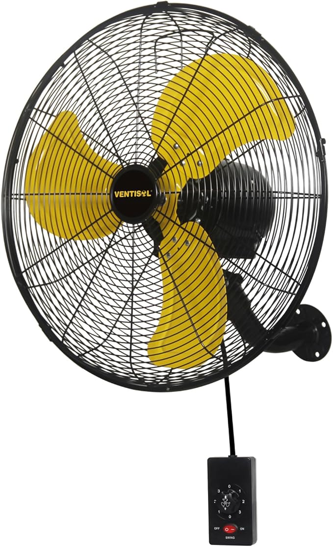 VENTISOL 18 Inch 3-Speed High Velocity Oscillating Wall Fan, 4,200 CFM, 90-Degree Oscillation for Household, Workshops, Shops, Commercial, Patios