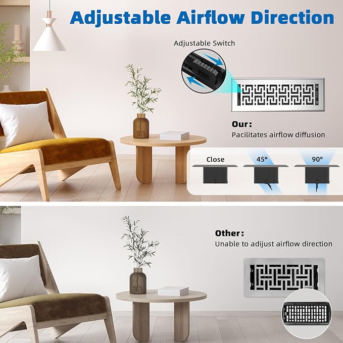 Floor Register 4x14 Inches - 3 Pack Heavy Duty Walkable Steel Floor Vents Easy Adjust Air Supply Lever Decorative Floor Vent Covers for Home Floor/Room/Sidewalk