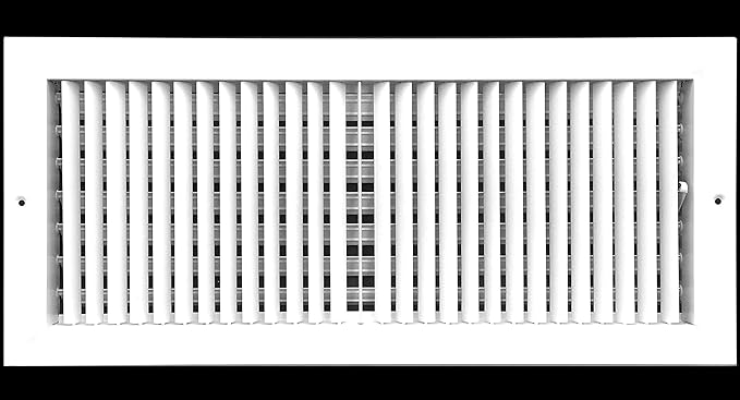 20" X 8" Adjustable AIR Supply Diffuser - HVAC Vent Cover Sidewall or Ceiling - Grille Register - High Airflow - White [Outer Dimensions: 21.75" w X 9.75" h]