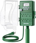 DEWENWILS Outdoor Digital Power Stake Timer, 1800W/15A with 6 Grounded Outlets, 6FT 14/3C Extension Cord, Waterproof Heavy Duty Outlet for Lights, Yard, Garden, ETL Listed