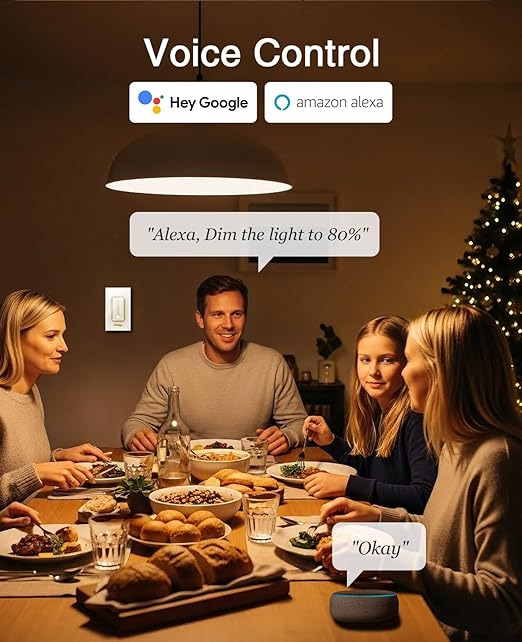 GHome Smart Dimmer Switch, Single Pole, 2.4GHz WiFi Dimmer Light Switch Works with Alexa and Google Home, Voice & APP Remote Control | Timer & Schedule | UL FCC Certified, Neutral Wire Required, 3 PCS