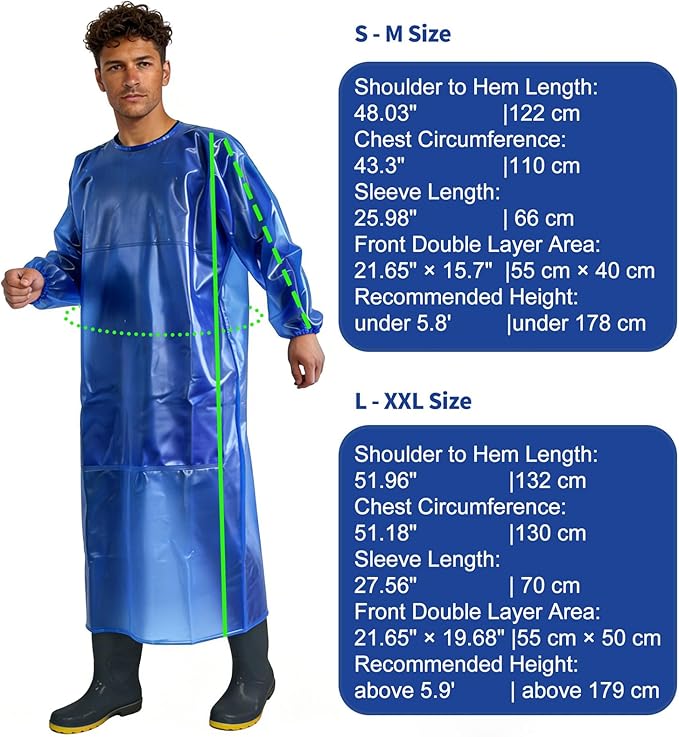 SUJAN Apron with Sleeves Splash Suit Waterproof Smock Chemical Resistant Safety Aprons Coverall