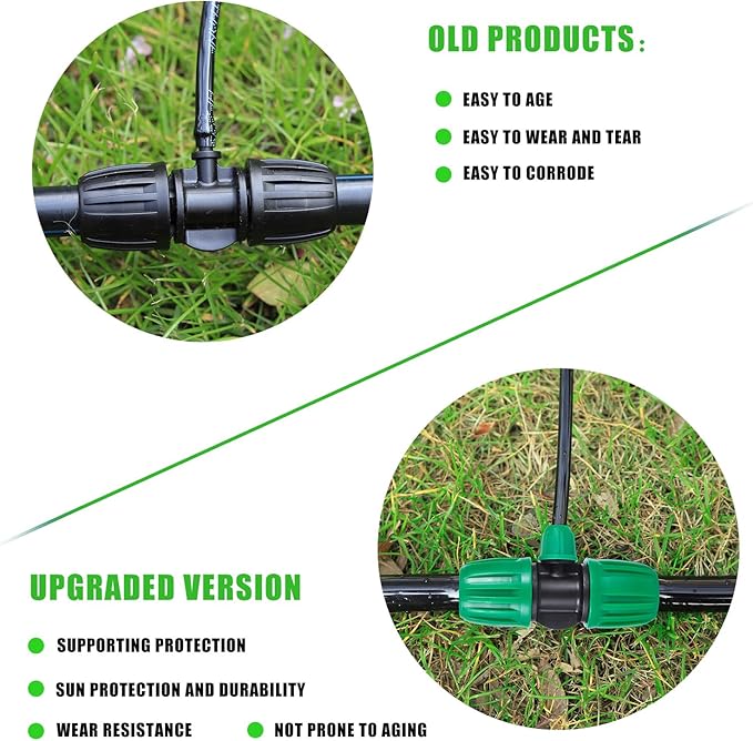10 Pcs 1/2 to 1/4 inch Garden Hose Tubing Irrigation Fittings,3-Way Anti-Leak 1/2'' to 1/4'' Locked Barbed Drip Irrigation Tee Connectors (1/2"IDx0.6-0.63"OD) 1/2'' to 1/4'' Irrigation Tubing Fitting