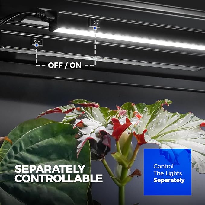 Barrina T5 Grow Lights, 2FT 80W(8 x 10W) Black Cover, LED Plant Growing Lamp for Indoor Plants, Full Spectrum Grow Light Strip with Switch, Magnetic Installation, Plug and Play, 5000K White, 8 Packs