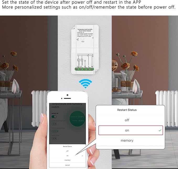 Smart WiFi Temperature Humidity Switch Module with Probe 90 - 250V Dual Relay Output - Remote APP Control, Timing Function for Greenhouse Automation and Home Climate