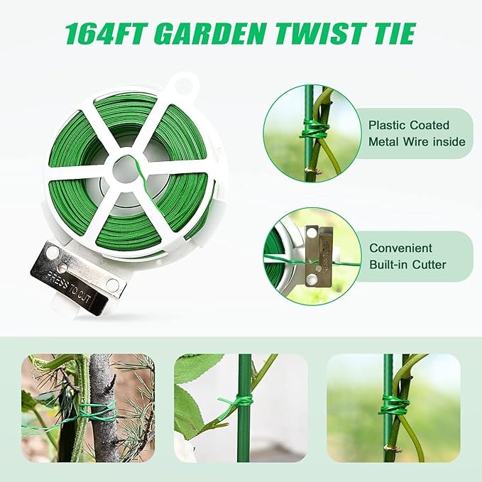 DoCred Cucumber Trellis, 2 Pack Foldable A Frame Trellis for Raised Bed Climbing Plants, Vegetables, Includes Plant Support Clips, Twist Ties, Plastic Ties- Made from PVC-Coated Steel
