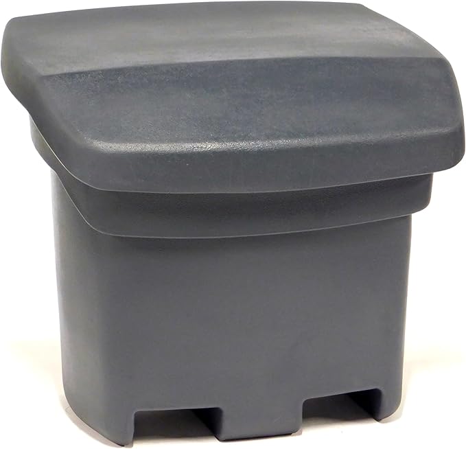 FCMP Outdoor 37-Gallon Salt and Sand Storage Bin – Multipurpose Deck Box for Patio, Porch or Shed – Industrial Large Container for Outdoor Storage, Grey