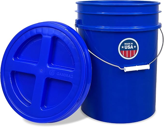 ePackageSupply 5 Gallon Bucket - Food Grade Bucket with Airtight Gamma Seal Screw-On Lid, BPA-Free, Heavy-Duty 90 Mil HDPE Plastic, Bulk Storage, Durable Container, Made in USA, Blue/Blue, 1 Pack