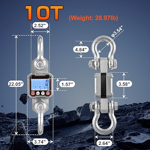 Bonvoisin Digital Crane Scale 22000lb Hanging Scale Heavy Duty Industrial Hanging Weight Scale with Peak Function (10000KG)