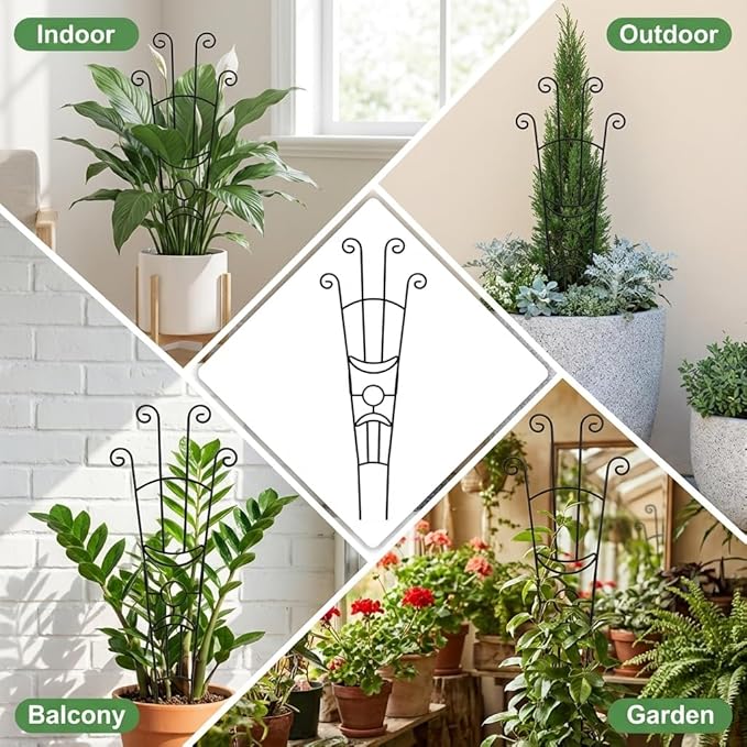 Large Metal Plant Trellis for Potted Plants Indoor, 33 inch, 3Pcs, Expandable Monstera Trellis, Provide Support for Climbing Plants to Assist Their Healthy Growth