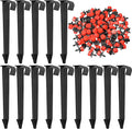 Honoson 30 Pack 1/2 Inch Irrigation Tubing Hold Down Anchor Stakes, 0.87 x 4.33 Inch Drip Tubing Stakes with 50 Pcs 1/4" Adjustable Irrigation Drippers Sprinklers for Garden Patio Lawn Hoses(Red)