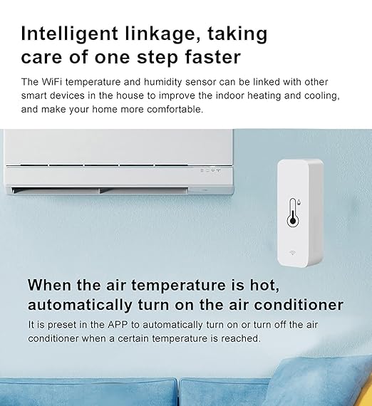 3-Pack WiFi Temperature Humidity Sensor: Indoor Thermometer Hygrometer with App Alert, Free Data Storage Export, Smart Temperature Humidity Monitor for Home Pet Greenhouse, Compatible with Alexa