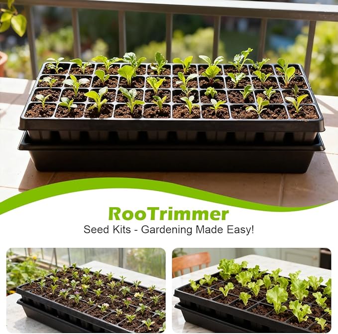 RooTrimmer 10 Pack 1020 Seed Starter Trays and 10 Pcs 40 Cell Plug Trays, Thick Durable Seedling Plastic Nursery Tray for TD542 1020 Tray Germination (10 Sets)