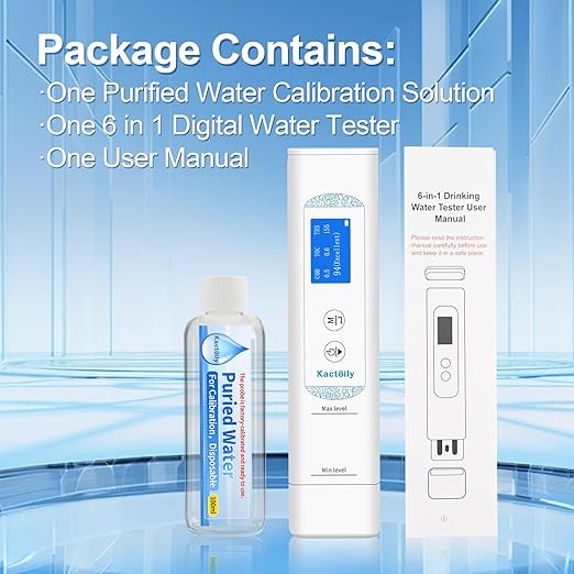 6 in 1 Digital Water Tester for Drinking Water, Lab Grade TOC/COD/EC/UV275/Temp/TDS Meter Digital Water Tester and Calibration Solution for Home, RV, Camping, Well, Tap Water