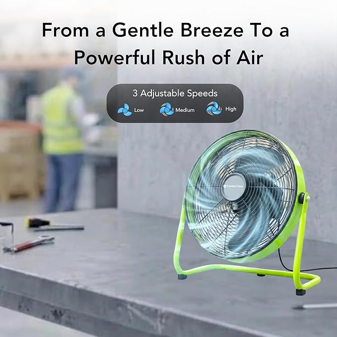 Comfort Zone 9-Inch High-Velocity Desk Fan, All-Metal 3-Speed Turbo Air Circulator with 180° Tilt, Quiet Small Table Fan for Office, Bedroom, and Home, Fully Assembled, ETL Listed
