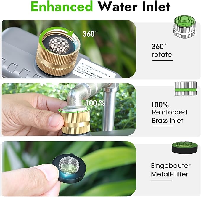 Insoma Water Timer with Brass Inlet, 3 Independent Zones Outdoor Hose Timer for Garden Faucet with Auto/Manual/Rain Delay Mode, IPX5 Waterproof, Sprinkler Irrigation Controller for Yard Lawn