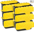 HOMZ 6-Pack Durabilt Tote, Heavy Duty Plastic Storage Bins with Lids, 15 Gallon, Black/Yellow - Stackable Organizing Containers for Home, Garage, and Office