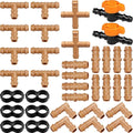Drip Irrigation Fittings Kit for 1/2" Tubing - 36 Pieces, Including 12 Couplings, 8 Tees, 6 Elbows, 6 End Caps, 2 Cross Connectors and 2 Drip Valves