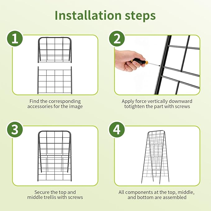 100% Metal Cucumber Trellis for Raised Bed,50"x17" A-Shape Garden Plant Support for Climbing Plants, Heavy Duty Metal Garden Trellises Plant Support for Vine Vegetables Outdoor (Black, 50"x17"(H*W))