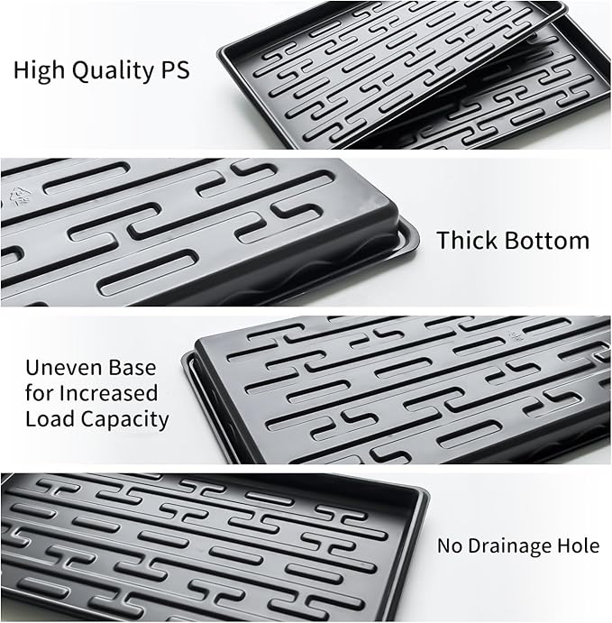 RooTrimmer Shallow 1020 Nursery Flat Trays Specialized for Holding & Carrying 200 Cell Plug Seedling Trays (Height is 1.3"),Microgreen Germination Trays,10 Pack, No Holes (YB01, 10Pcs)