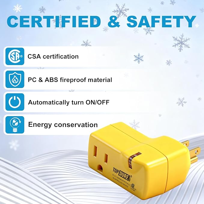 Freeze Thermostatically Controlled Outlet for Heating Cable On Below 38℉ and Off Over 50℉