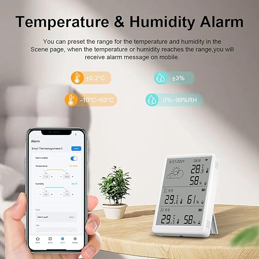SENCKIT WiFi Hygrometer Thermometer, Digital Indoor Temperature Humidity Monitor with 1 Base Station + 4 Sensors, Smart Remote Monitor with App Alerts, Data Storage & Export, Compatible with Alexa