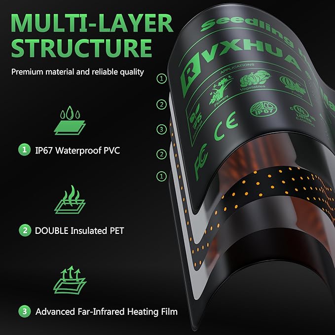 10 x 20.75Inch Seedling Heat Mat for Rapid Seed Germination, Waterproof Plant Heating Pad Seed Starter Warming Mat Indoor for Greenhouse Hydroponic Propagation Brewing Terrarium Reptile,2 Packs