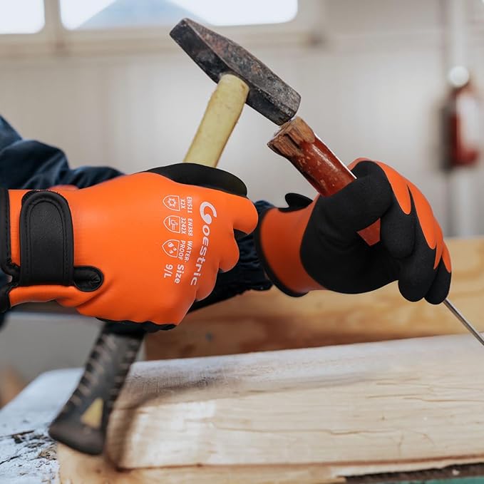 100% Waterproof Winter Work Gloves for Men Women, Freezer Gloves with Grip for Shoveling Snow