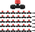 Kalolary 30Pcs Push-to-Fit Drip Irrigation Emitters for 1/4 inch Tubing, Adjustable Drip Emitter Sprayer with 8 Holes Irrigation Dripper Sprinklers with 6PCS End Plugs for Irrigation System(Red)
