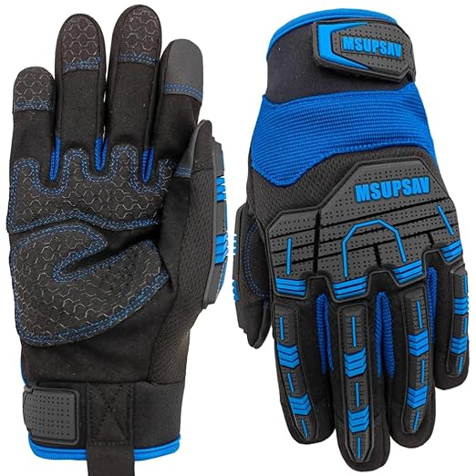 All-purpose Work Gloves for Men,Safety Impact Protection Mechanics Working Glove with Touch Screen,Medium,Blue+Black