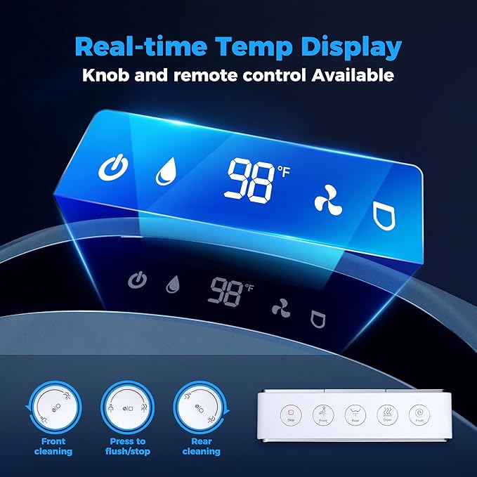 Smart Toilet Instant Warm Water, Heated Seat, Auto Open/Close, Pump-assited Powerful Auto Flush，Self Cleaning Nozzle, Water Filter, ADA Comfort Height, Night Light, Air Dryer,Built In Tank & Bidet