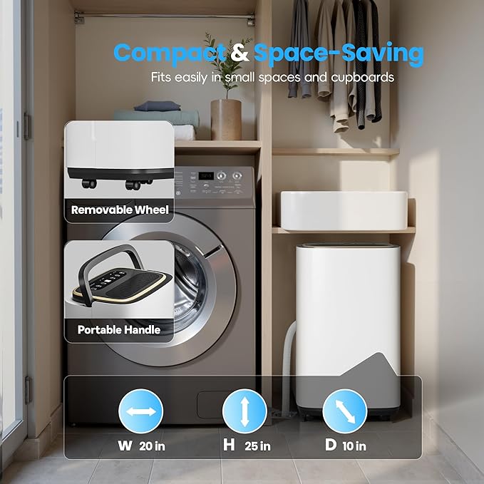 3000 Sq.Ft Dehumidifier, 30PT/24H Dehumidifiers with Drain Hose for Home, Large Compressor Dehumidifier for Basement/Laundry/Bedroom/Office, Dehu/Dry/Air Mode, Humidity Display/Timer/Child Lock