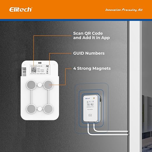 Elitech 5G/2.4G WiFi Real-Time Temperature Humidity Monitor, Dual Channel Remote Data Logger, Cloud Data Storage, SMS/Email/APP/Web Alarm, Warehouse, Pharmacy, RCW-360Pro-W-DC