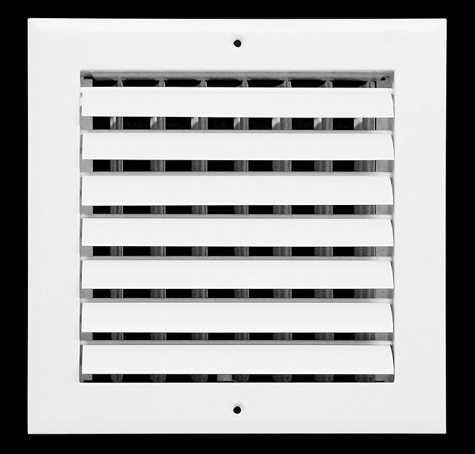 HVAC Premium 6"w X 6"h 1-Way Air Vent Adjustable Aluminum Curved Blades Integral Multi-Shutter Damper HVAC Diffuser [Outer Dimensions: 7.75"W X 7.75"H]