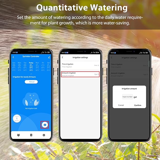 WiFi Sprinkler Timer: Smart Water Timer for Garden Hose, Automatic Irrigation Controller, App Remote Control, Weather-Based Smart Watering, Compatible with Alexa, Google Home