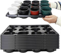 RooTrimmer 12 Cell Round Nursery Pots Trays Thickened Durable Seedling Pots Shuttle Carrying Trays for Holding 4 inch Nursery Pots (16.85" × 12.6", 10-Pack)