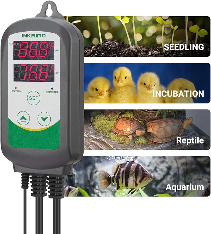 Inkbird WiFi ITC-308 Digital Temperature Controller Aquarium Thermostat for Aquarium Heater and Cooler, with Waterproof Sensor.