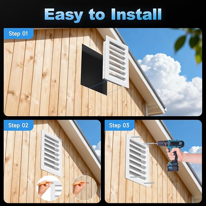 12" X 18" Gable Vents, Hon&Guan Aluminum Alloy Attic Vent with Removable Filter Mesh for Houses Door Vents for Exterior Doors [Vent Opening: 9.4” x 15.3”], White