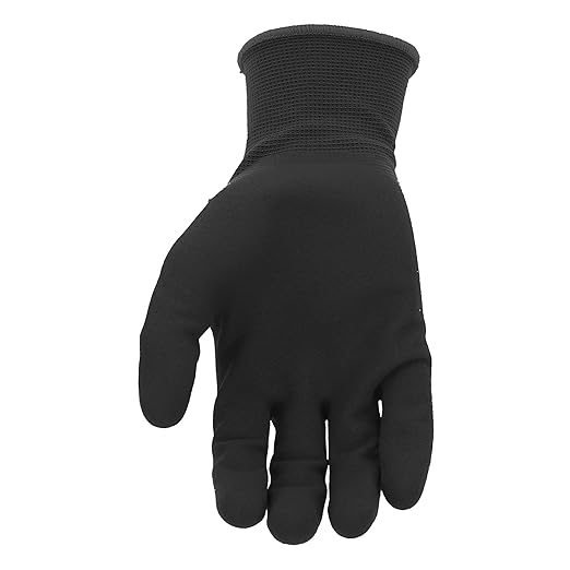 West Chester Men's Aqua Armor Sandy Nitrile Coated Winter Work Gloves, Water Resistant, Terry Acrylic Inner Liner, Nylon Shell, Black, X-Large (93065-XL)