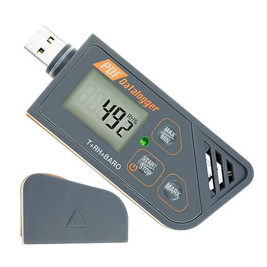 USB Temperature Data Logger Recorder for Temperature Humidity and Atmospheric Pressure, IP65 Waterproof Temperature Logger with PDF and CSV Reports High Accuracy
