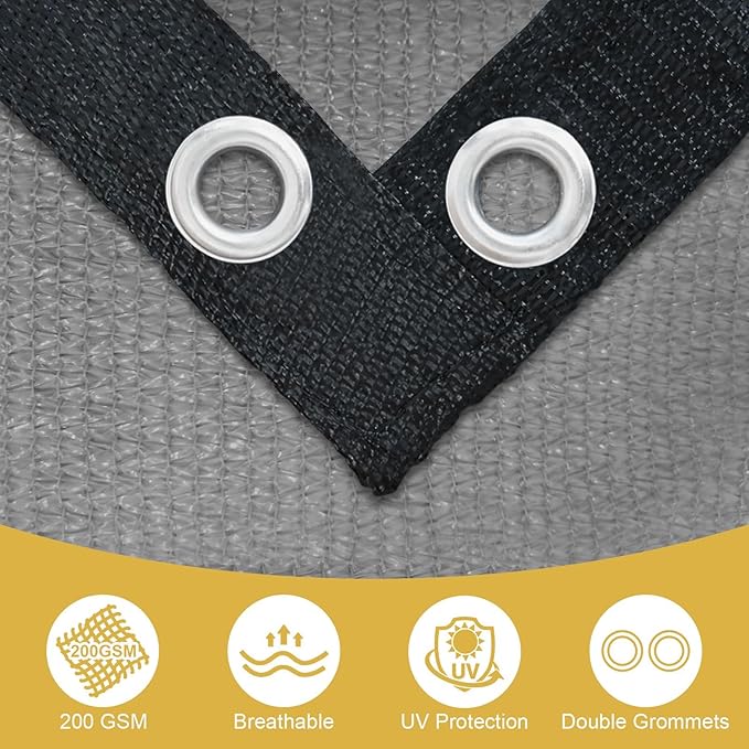 Shade&Beyond 90% Sun Shade Cloth with Grommets, 8' X 8' Pergola Shade Cover Canopy, Mesh Tarp Sun Screens for Patio, Outdoor, Garden, Backyard, Light Gray, GN10