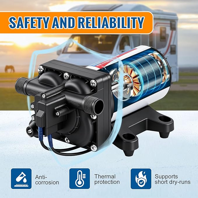 YOUNGTREE Water Pressure Diaphragm Pump 110V AC 5.5GPM 70PSI Self Priming RV Water Transfer Pump 110 Volt On Demand for Home Kitchen RV Garden Irrigation Car Washing Rain Barrel Lawn Camper