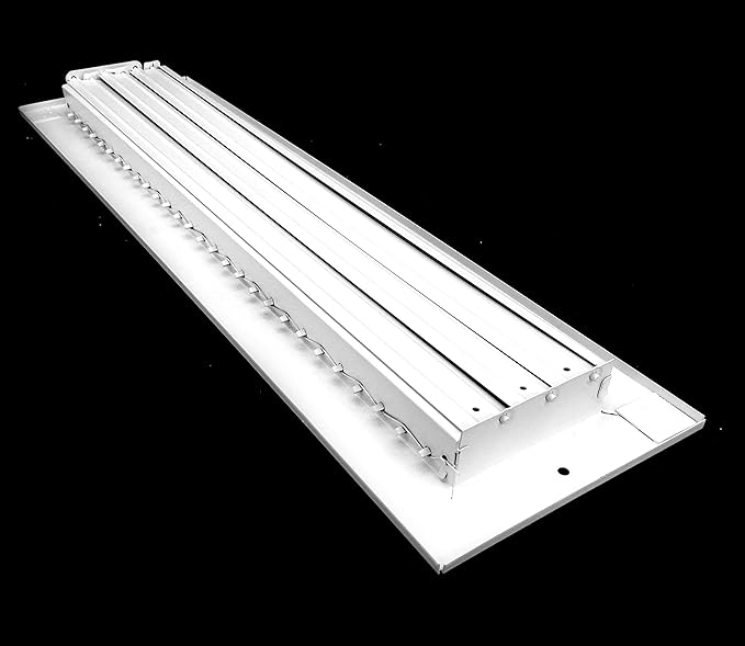 20" X 4" Adjustable AIR Supply Diffuser - HVAC Vent Cover Sidewall or Ceiling - Grille Register - High Airflow - White [Outer Dimensions: 21.75" w X 5.75" h]