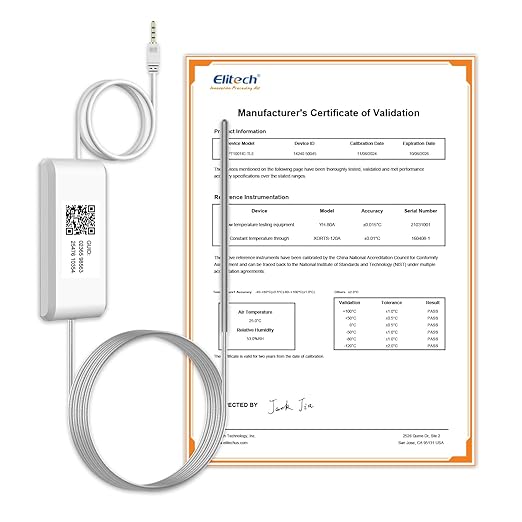 Elitech Ultra Low Temperature Probe for RCW-360Pro, -328 to 302°F, 9.8ft Cable Auto-Detection Digital Sensor with Individual Calibration Certificate for Medical Pharma Validation, PT100IIC-TLE-R-3M