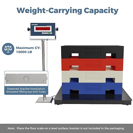 60"x48" Industrial Floor Scale with Digital Indicator, Professional Pallet Scale, Heavy Duty Weighing Scale for Wareshouse, Shipping and Industrial, 10000 lb x 1 lb, Black
